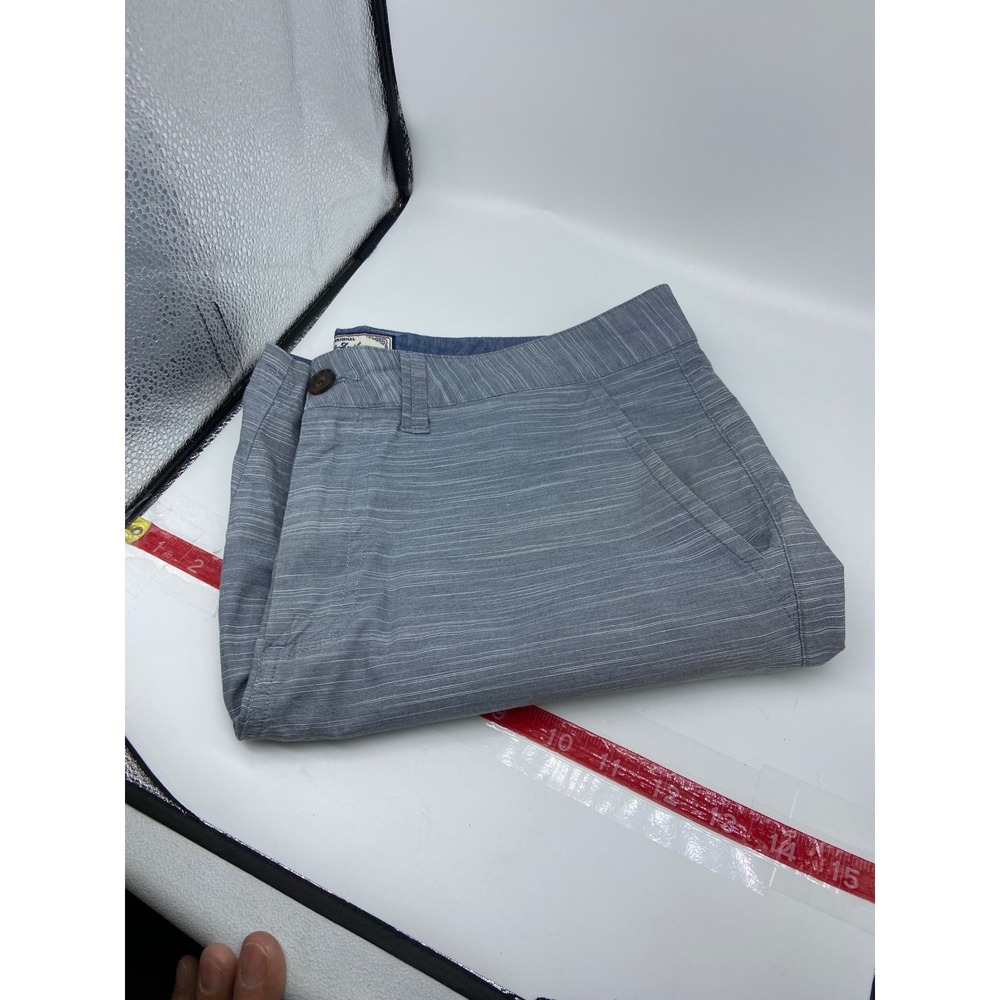 Flag and Anthem Shorts Blue White Heathered Slub Stripe Chino Mens 32